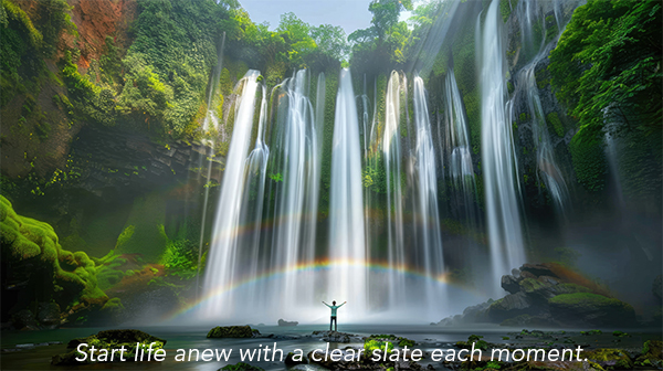 Start life anew with a clear slate each moment.